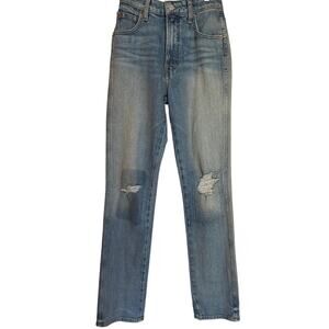 Lucky Brand Straight Leg Cuff Patchwork High Rise Jeans 00/24 Vintage Wash